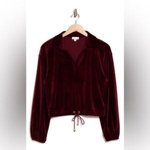 Gemma + Jane Women's Burgundy Velour Sweater